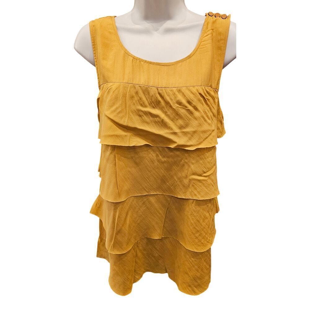 JCREW silk tiered cami sz 12 yellow lined sleeveless summer career casual top